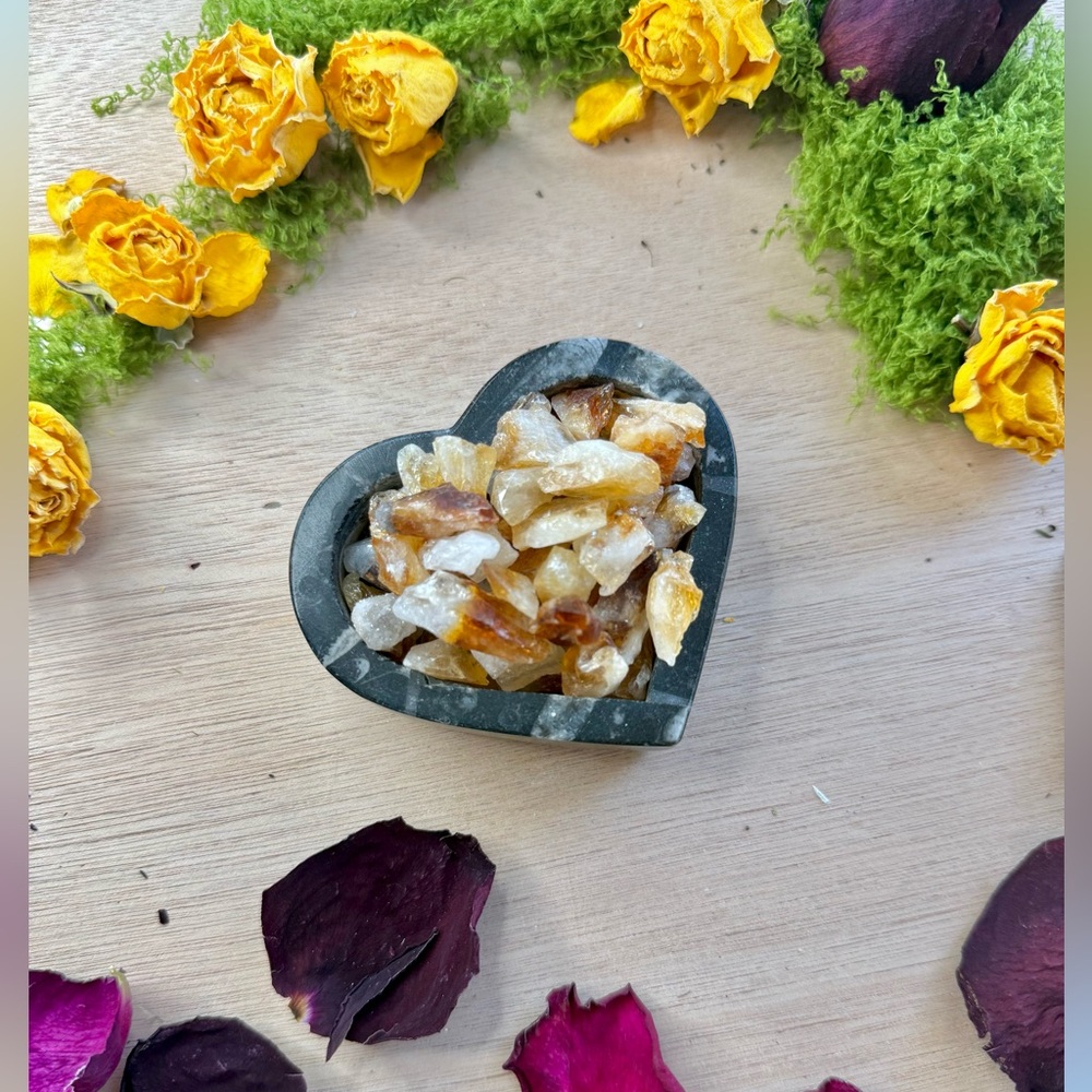 Orthoceras Heart-Shaped Bowl with Citrine Chips